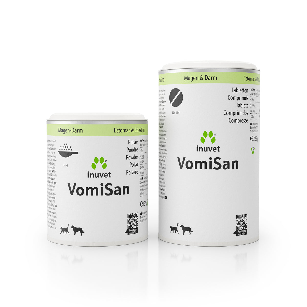 VomiSan Tabletten 21 Stück, VomiSan Pulver 50g, und Pulver Sachets 80 x 1.7g
